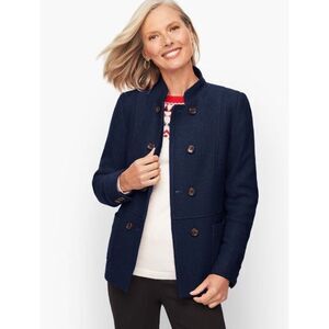 Talbots BERKSHIRE WOOL BLEND JACKET size 10 Petite Navy Blue Button Front